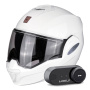 Casque Modulare Apribile Scorpion Exo Tech Evo Solid White + Kit Bluetooth Lokui K30