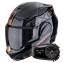 Casque Modulare Apribile Scorpion Exo Tech Evo Traveller Black Copper + Kit Bluetooth 5S Solo