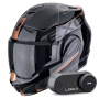 Casque Modulare Apribile Scorpion Exo Tech Evo Traveller Black Copper + Kit Bluetooth Lokui K30