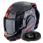 Casque Modulare Apribile Scorpion Exo Tech Evo Traveller Black Red + Kit bluetooth 5R Lite Solo
