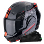 Casque Modulare Apribile Scorpion Exo Tech Evo Traveller Black Red + Kit bluetooth Exo-Com Link-1C