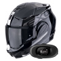 Casque Modulare Apribile Scorpion Exo Tech Evo Traveller Black White + Kit bluetooth 5R Lite Solo