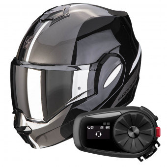 Modulare Apribile Scorpion Exo Tech Forza Black Silver + Kit Bluetooth 5S
