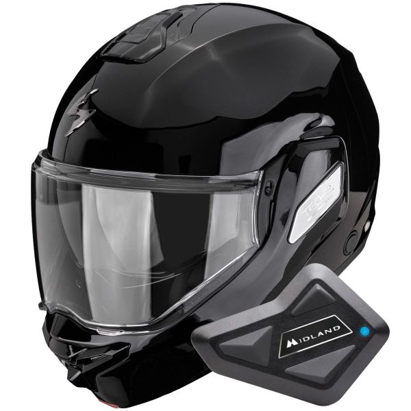 Modulare Apribile Scorpion Exo-Tech II Solid Black + Kit Bluetooth BT Mini