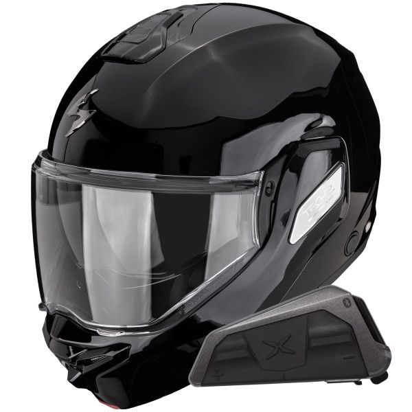 Modulare Apribile Scorpion Exo-Tech II Solid Black + Kit bluetooth Exo-Com Link-1