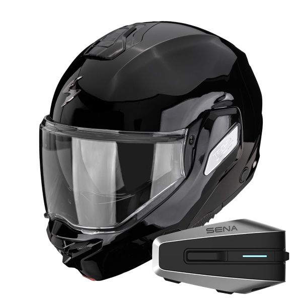 Modulare Apribile Scorpion Exo-Tech II Solid Black + Kit Bluetooth Vortex HD