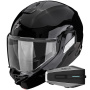 Casque Modulare Apribile Scorpion Exo-Tech II Solid Black + Kit Bluetooth Vortex HD