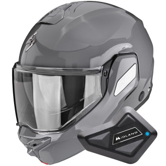 Casque Modulare Apribile Scorpion Exo-Tech II Solid Cement Grey + Kit Bluetooth BT Mini Casque Modulare Apribile Scorpion Exo-Tech II Solid Cement Grey + Kit Bluetooth BT Mini