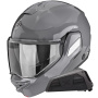 Casque Modulare Apribile Scorpion Exo-Tech II Solid Cement Grey + Kit bluetooth Exo-Com Link-1