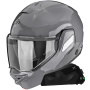 Casque Modulare Apribile Scorpion Exo-Tech II Solid Cement Grey + Kit bluetooth Exo-Com Link-1C
