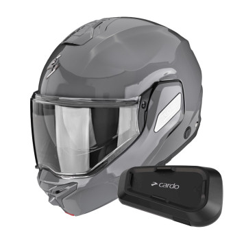 Casque Modulare Apribile Scorpion Exo-Tech II Solid Cement Grey + Kit Bluetooth Spirit Casque Modulare Apribile Scorpion Exo-Tech II Solid Cement Grey + Kit Bluetooth Spirit