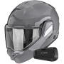 Casque Modulare Apribile Scorpion Exo-Tech II Solid Cement Grey + Kit Bluetooth Spirit