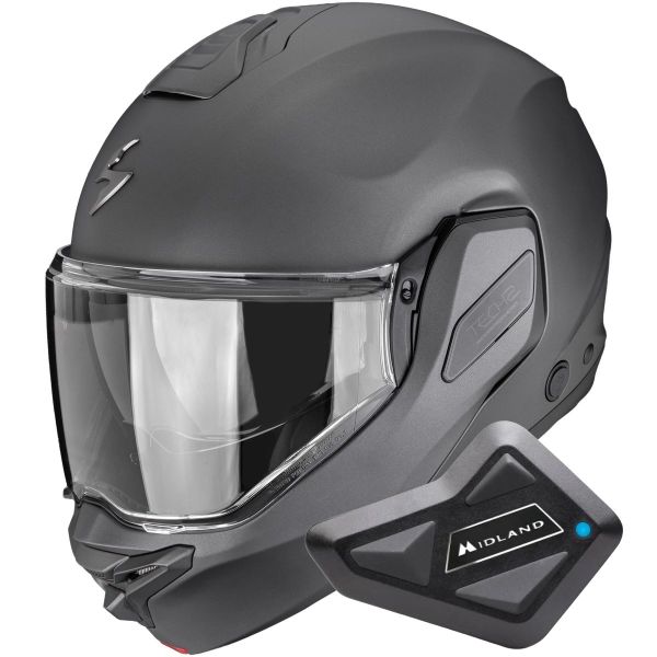 Modulare Apribile Scorpion Exo-Tech II Solid Matt Anthracite + Kit Bluetooth BT Mini
