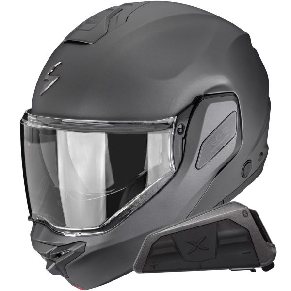 Modulare Apribile Scorpion Exo-Tech II Solid Matt Anthracite + Kit bluetooth Exo-Com Link-1