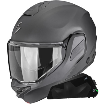 Casque Modulare Apribile Scorpion Exo-Tech II Solid Matt Anthracite + Kit bluetooth Exo-Com Link-1C Casque Modulare Apribile Scorpion Exo-Tech II Solid Matt Anthracite + Kit bluetooth Exo-Com Link-1C