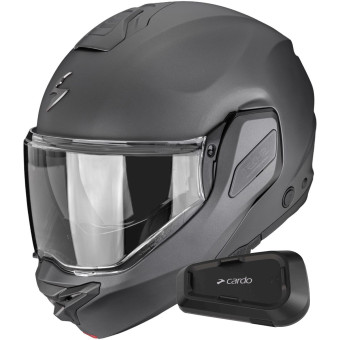 Casque Modulare Apribile Scorpion Exo-Tech II Solid Matt Anthracite + Kit Bluetooth Spirit Casque Modulare Apribile Scorpion Exo-Tech II Solid Matt Anthracite + Kit Bluetooth Spirit