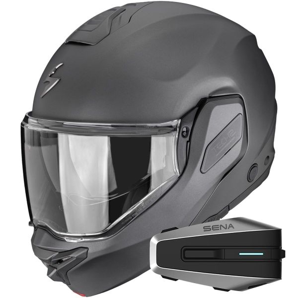 Modulare Apribile Scorpion Exo-Tech II Solid Matt Anthracite + Kit Bluetooth Vortex HD