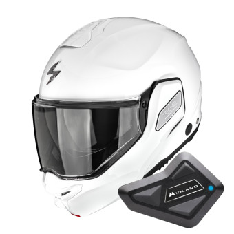 Casque Modulare Apribile Scorpion Exo-Tech II Solid White + Kit Bluetooth BT Mini Casque Modulare Apribile Scorpion Exo-Tech II Solid White + Kit Bluetooth BT Mini