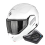 Casque Modulare Apribile Scorpion Exo-Tech II Solid White + Kit Bluetooth BT Mini