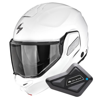 Casque Modulare Apribile Scorpion Exo-Tech II Solid White + Kit Bluetooth BT Mini Casque Modulare Apribile Scorpion Exo-Tech II Solid White + Kit Bluetooth BT Mini