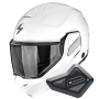 Casque Modulare Apribile Scorpion Exo-Tech II Solid White + Kit Bluetooth BT Mini
