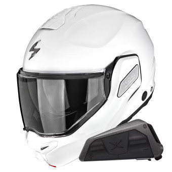 Casque Modulare Apribile Scorpion Exo-Tech II Solid White + Kit bluetooth Exo-Com Link-1 Casque Modulare Apribile Scorpion Exo-Tech II Solid White + Kit bluetooth Exo-Com Link-1