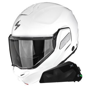 Casque Modulare Apribile Scorpion Exo-Tech II Solid White + Kit bluetooth Exo-Com Link-1C Casque Modulare Apribile Scorpion Exo-Tech II Solid White + Kit bluetooth Exo-Com Link-1C