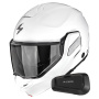 Casque Modulare Apribile Scorpion Exo-Tech II Solid White + Kit Bluetooth Spirit