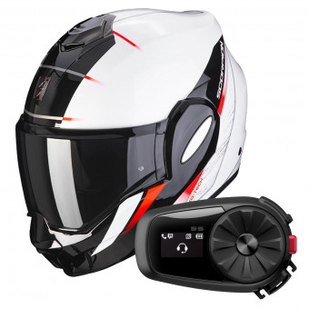Modulare Apribile Scorpion Exo Tech Primus Pearl White Black + Kit Bluetooth 5S