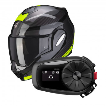 Modulare Apribile Scorpion Exo Tech Trap Black Neon Yellow + Kit Bluetooth Sena 5S