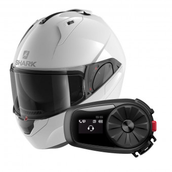 Modulare Apribile Shark Evo-Es Blank WHU + Kit Bluetooth 5S Solo