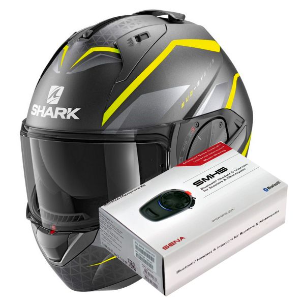 Modulare Apribile Shark Evo-Es Yari Mat AYS + Kit Bluetooth SMH5 Solo