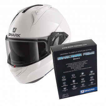 Modulare Apribile Shark EVO GT Blank WHU + Kit Bluetooth Sharktooth Prime