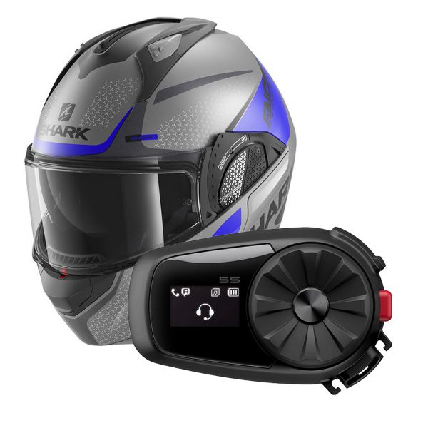 Pack Casco Moto + Kit Bluetooth : Shark EVO GT Encke Mat ABK + Kit  Bluetooth 5S Solo | iCasque.it