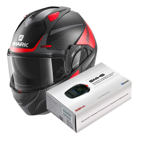 Pack Casco Moto + Kit Bluetooth : Shark EVO GT Encke Mat KRA + Kit  Bluetooth SMH5 Solo | iCasque.it