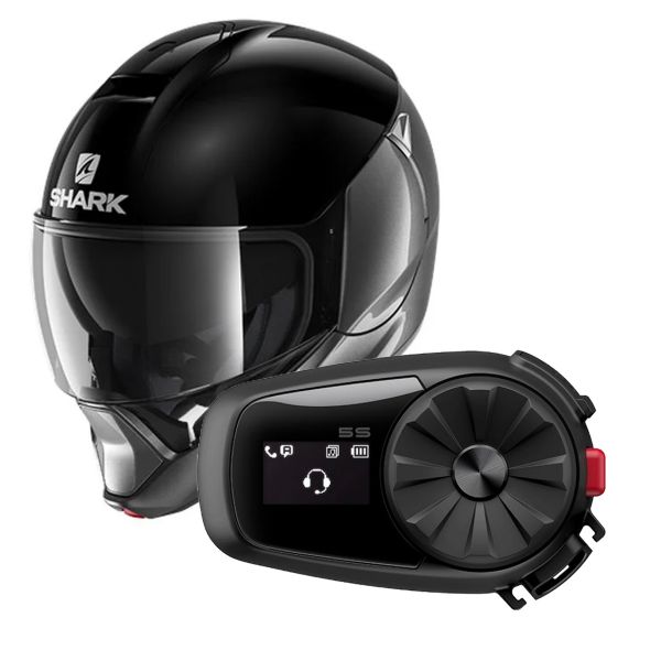 Pack Casco Moto + Kit Bluetooth : Shark Evojet Dual Blank AKA + Kit  Bluetooth 5S Solo | iCasque.it