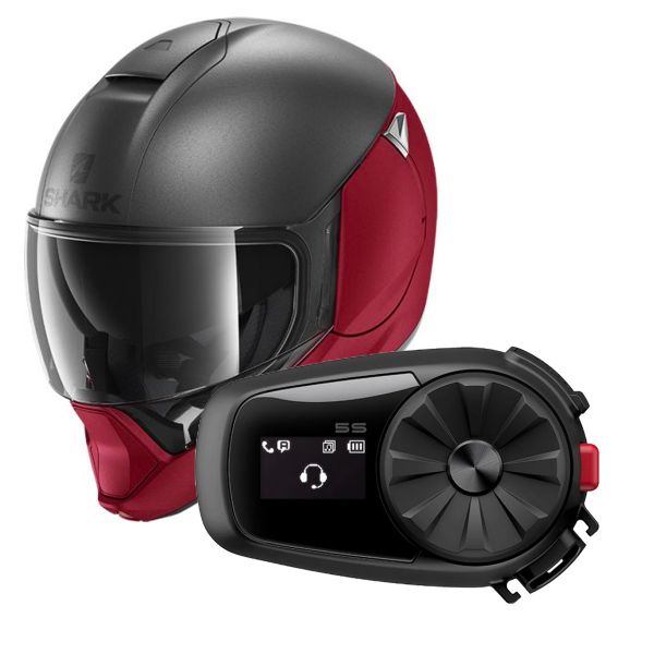 Modulare Apribile Shark Evojet Dual Blank Mat RAR + Kit Bluetooth 5S Solo