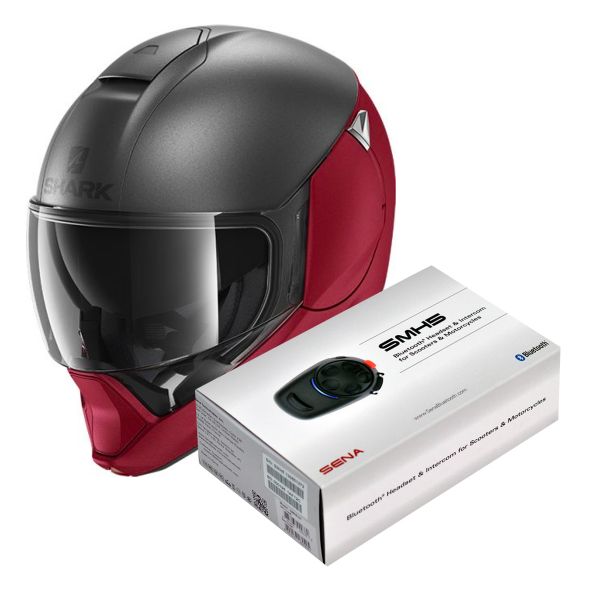 Modulare Apribile Shark Evojet Dual Blank Mat RAR + Kit Bluetooth Sena SMH5