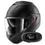 Casque Modulare Apribile Shark Oxo Blank Mat KMA + Kit bluetooth 5R Lite Solo