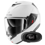 Casque Modulare Apribile Shark Oxo Blank W05 + Kit bluetooth 5R Lite Solo