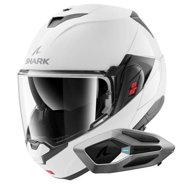 Modulare Apribile Shark Oxo Blank W05 + Kit Bluetooth Sena for Shark Mesh Solo