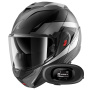 Casque Modulare Apribile Shark Oxo Mekarium Mat AUK + Kit bluetooth 5R Lite Solo