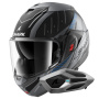Casque Modulare Apribile Shark Oxo Rydger Mat ABK + Kit Bluetooth Sena for Shark Mesh Solo