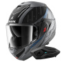 Casque Modulare Apribile Shark Oxo Rydger Mat ABK + Kit Bluetooth Sena for Shark