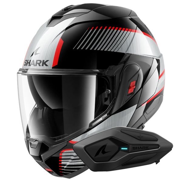 Modulare Apribile Shark Oxo Sikter KUS + Kit Bluetooth Sena for Shark Mesh Solo