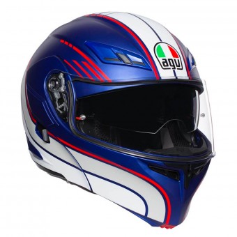 Modulare Apribile AGV Compact ST Boston Blu Opaco Bianco Rosso