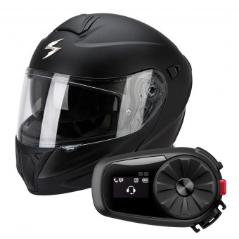 Modulare Apribile Scorpion Exo 920 Matt Black + Kit Bluetooth Sena 5S Solo