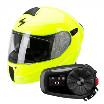 Modulare Apribile Scorpion Exo 920 Neon Yellow + Kit Bluetooth Sena 5S Solo