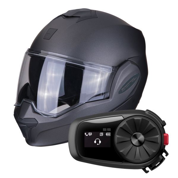Modulare Apribile Scorpion Exo Tech Anthracite + Kit Bluetooth Sena 5S Solo