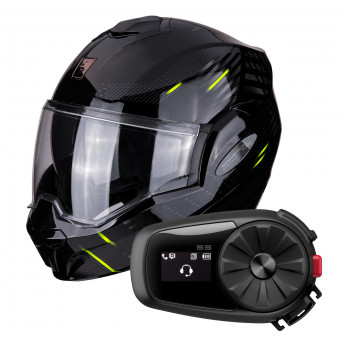 Modulare Apribile Scorpion Exo Tech Pulse Nero + Kit Bluetooth Sena 5S Solo